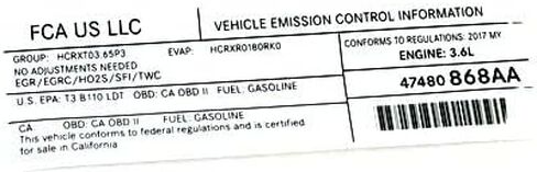 Mopar 47480868AA LABEL VECI LABEL in Saudi Arabia