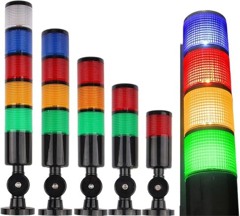 1pc 1-5 Layer Safety Stack Light LED Lamp DC12V 24V 220V 50mm Black Body Tower Warning Light Red Amber with Buzzer(4 Layer with Sound,Flash Light 24V) in Saudi Arabia