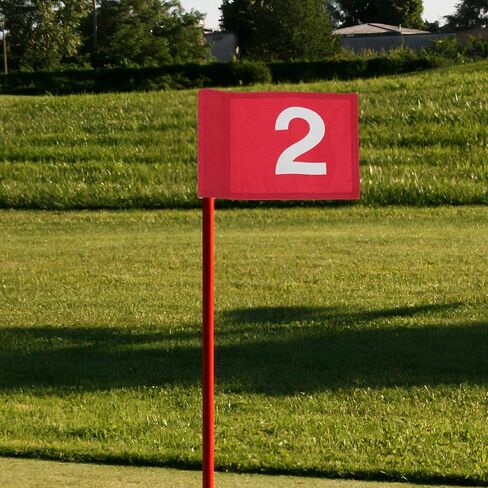 DOITOOL 2pcs Portable Golf Practice Pin Flags with Numbers Red 1 2, Detachable Course Supplies for Training and Putting Range Use in Saudi Arabia