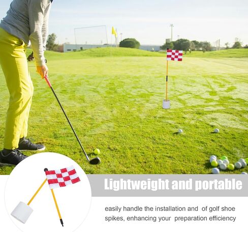 Golf Flagstick Set with Red White Plaid Nylon Flags Golf Training Flagpole and Hole Cup for Outdoor Practice for Backyard and Driving Range in Saudi Arabia