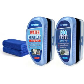 Water Repellent & Anti-Fog Glass Brush Kit with Towels | Hydrophobic Rain Repellent & Defogger for Car Glass Windshield Windows Mirrors & Swim Goggles | Long-Lasting Clarity for Safer Driving in Kuwait