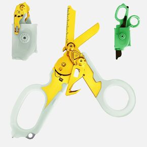 مقصات الصدمات متعددة الوظائف 6 في 1 من LEEPENK مع قاطع حزام وكسارة زجاجية، مع حافظة مضيئة لأداة الطوارئ للتخييم في الهواء الطلق (ملونة مضيئة) in Kuwait