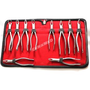 New German Stainless 10 Pcs Dental Extraction Extracting Forceps Include NO150 151 23 150A 151A 150AS 150XAS 150S 151S 23S with Zipper Pouch CYNAMED in Kuwait