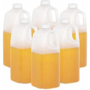 (6 عبوات) زجاجات عصير بلاستيكية، 64 أونصة HDPE، مع أغطية لولبية بيضاء واضحة للتلاعب، زجاجات عصير - مثالية للعصائر والحليب والعصائر والنزهات وحتى إعداد الوجبات in Kuwait