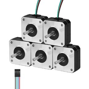 5Pack Nema 17 Stepper Motor 2 Phase 1.8‌°‌ 0.13Nm(18.41oz·in) High Torque Bipolar 21mm 1.0A 4.2Ω 4-Wire Shaft 24mm φ5mm 42 Stepper Motor Cable 1M for 3D Printer DIY Robot CNC Machine in Kuwait