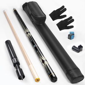lotmusic Premium Pool Stick with Carbon Fiber Telescopic Cue Stick Extension,58'' Professional Pool Cue Stick Set with Black Leather Carry Bag & Billiards Accessories. in Kuwait