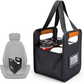 Portable 4 Cup Drink Carrier with Handle for Car, Reusable Insulated Coffee Cup Carrier for Delivery, Foldable Drink Caddy for Hot & Cold Drinks in Kuwait