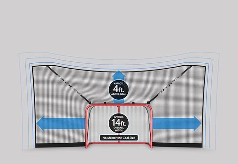 SmartBackstop للهوكي GEN 2، ممارسة Smart®. يتم ربطها مباشرة بالهدف ويمكن طيها عند عدم الاستخدام، 4 أقدام من التغطية الشبكية المتينة على جميع الجوانب، تناسب جميع أهداف الهوكي التنظيمية in Kuwait