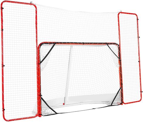 Hockey Goal with Backstop and Targets, Street Steel Hockey Net, 72" Pro Hockey Training Goal Set, Portable Indoor Outdoor Hockey Goal with Net, Easy Assemble, White/Red in Saudi Arabia