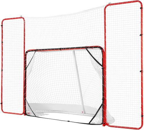 Hockey Goal with Backstop and Targets, Street Steel Hockey Net, 72" Pro Hockey Training Goal Set, Portable Indoor Outdoor Hockey Goal with Net, Easy Assemble, White/Red in Saudi Arabia