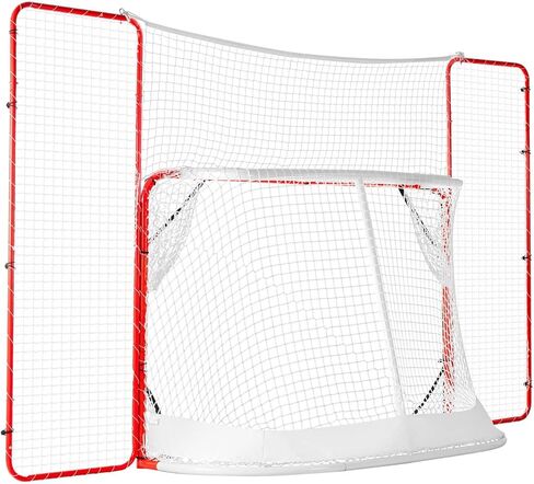 Hockey Goal with Backstop and Targets, Street Steel Hockey Net, 72" Pro Hockey Training Goal Set, Portable Indoor Outdoor Hockey Goal with Net, Easy Assemble, White/Red in Saudi Arabia