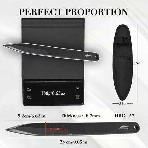 مجموعة أدوات الرمي المكونة من 3 قطع من Throwing Life، مجموعة أدوات تدريب صلبة من الفولاذ المقاوم للصدأ مقاس 9.06 بوصة (23 سم)، بسمك 6.7 مم، تصميم متوازن لممارسة الهدف والتدريب على المهارات في الهواء الطلق، لمسة نهائية سوداء مصقولة بالحجر in Kuwait