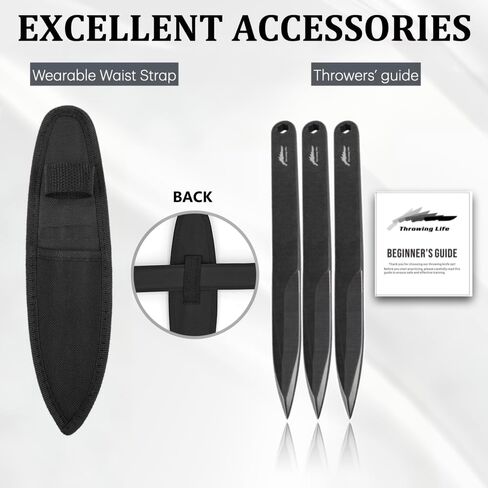 مجموعة أدوات الرمي المكونة من 3 قطع من Throwing Life، مجموعة أدوات تدريب صلبة من الفولاذ المقاوم للصدأ مقاس 9.06 بوصة (23 سم)، بسمك 6.7 مم، تصميم متوازن لممارسة الهدف والتدريب على المهارات في الهواء الطلق، لمسة نهائية سوداء مصقولة بالحجر in Kuwait