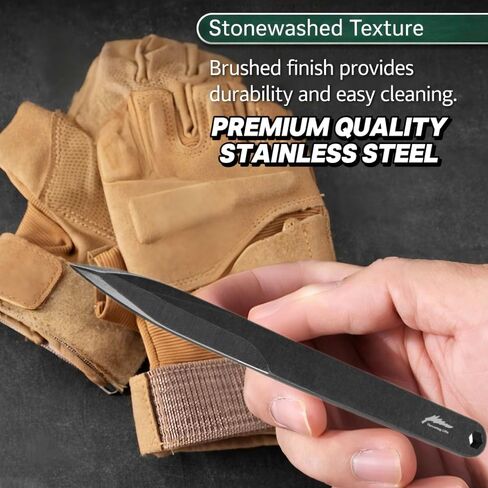 مجموعة أدوات الرمي المكونة من 3 قطع من Throwing Life، مجموعة أدوات تدريب صلبة من الفولاذ المقاوم للصدأ مقاس 9.06 بوصة (23 سم)، بسمك 6.7 مم، تصميم متوازن لممارسة الهدف والتدريب على المهارات في الهواء الطلق، لمسة نهائية سوداء مصقولة بالحجر in Kuwait