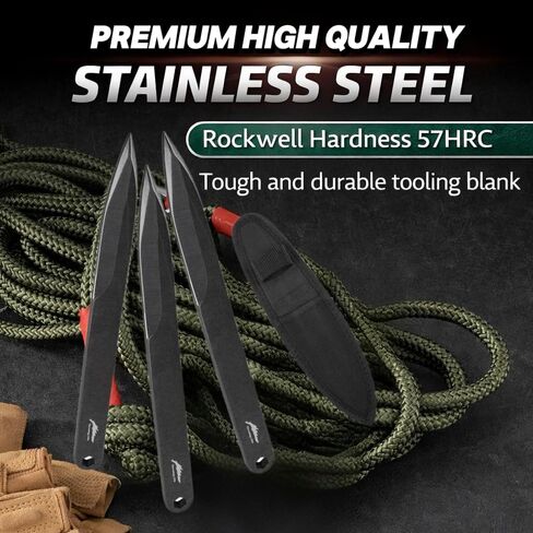 مجموعة أدوات الرمي المكونة من 3 قطع من Throwing Life، مجموعة أدوات تدريب صلبة من الفولاذ المقاوم للصدأ مقاس 9.06 بوصة (23 سم)، بسمك 6.7 مم، تصميم متوازن لممارسة الهدف والتدريب على المهارات في الهواء الطلق، لمسة نهائية سوداء مصقولة بالحجر in Kuwait