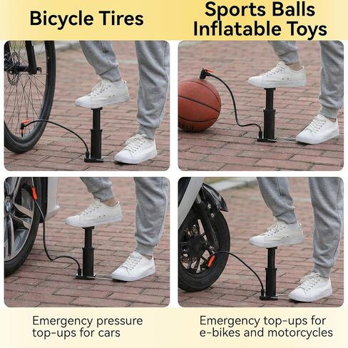 Portable Foot Bike Pump - Lightweight 1.5lb Bicycle Air Pump, High Pressure Floor Pump with Presta & Schrader Valves, Compact Foot Inflator for Road, Mountain Bikes, E-Bikes & Sports Balls in Kuwait