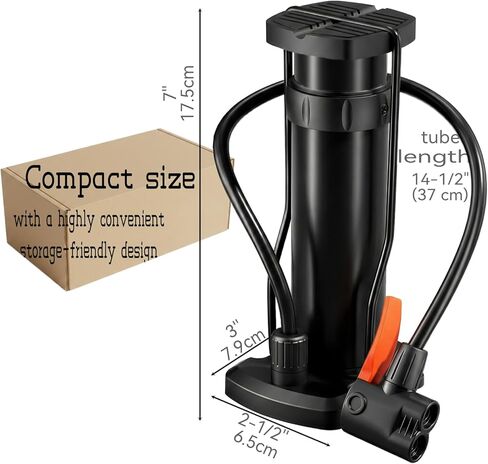 Portable Foot Bike Pump - Lightweight 1.5lb Bicycle Air Pump, High Pressure Floor Pump with Presta & Schrader Valves, Compact Foot Inflator for Road, Mountain Bikes, E-Bikes & Sports Balls in Kuwait
