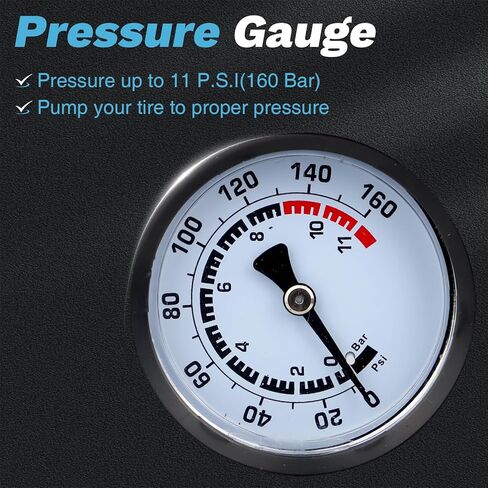 Professional Bike Floor Pump with Gauge | Presta & Schrader Valve | for Standard & Tubeless Tires | High-Pressure 160 PSI | High-Carbon Steel Barrel & Stable Base in Saudi Arabia