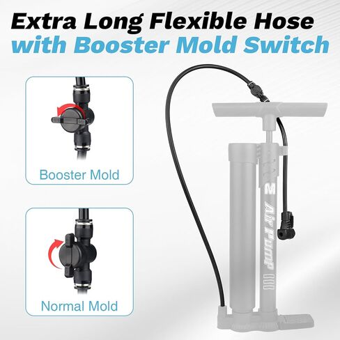 Professional Bike Floor Pump with Gauge | Presta & Schrader Valve | for Standard & Tubeless Tires | High-Pressure 160 PSI | High-Carbon Steel Barrel & Stable Base in Saudi Arabia