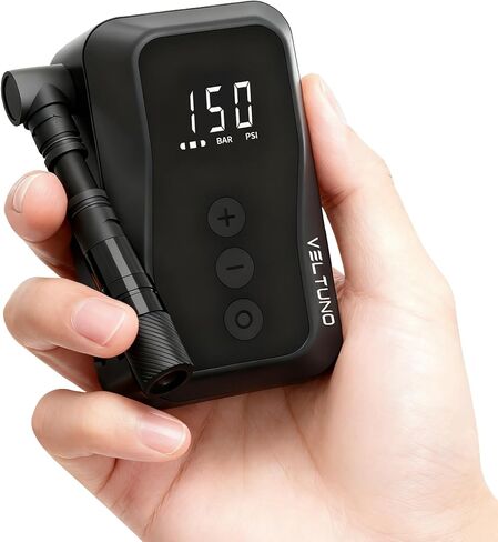 مضخة دراجة كهربائية صغيرة، نفخ سريع بحد أقصى 150 رطل لكل بوصة مربعة مع مقياس ضغط رقمي، توقف تلقائي ذكي، قابل لإعادة الشحن عبر USB-C، صمام بريستا وشرايدر لدراجات الطرق، MTB، الدراجة الإلكترونية، الدراجات النارية، الكرات in Kuwait