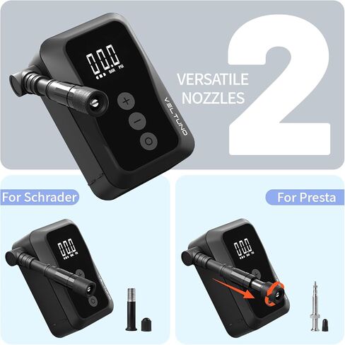 مضخة دراجة كهربائية صغيرة، نفخ سريع بحد أقصى 150 رطل لكل بوصة مربعة مع مقياس ضغط رقمي، توقف تلقائي ذكي، قابل لإعادة الشحن عبر USB-C، صمام بريستا وشرايدر لدراجات الطرق، MTB، الدراجة الإلكترونية، الدراجات النارية، الكرات in Kuwait