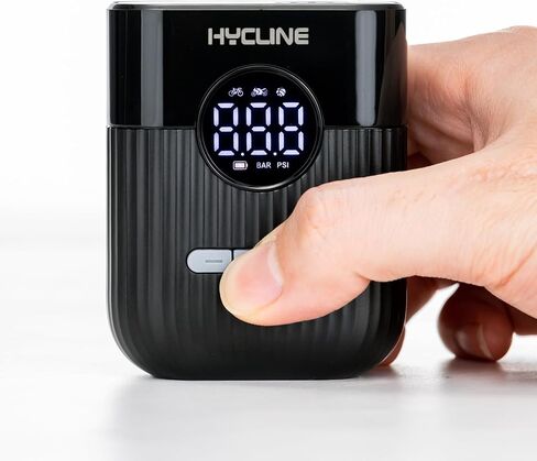 Hycline Mini Electric Bike Pump: 30s Fast Inflate 150 PSI High Pressure Gauge with Presta & Schrader Valve - Bicycle Tire Pump for Bikes Motorcycles Balls - Auto‑Stop Rechargeable Portable Air Pump in Kuwait