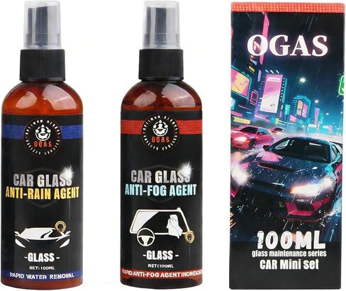 Car Windshield Water Repellent & Anti-Fog Treatment, Quick & Easy Defogging Interior/Exterior Glass Cleaning Bundle, Long-Lasting Hydrophobic Coating for Clear Vision in Rain & Fog, 2 Pack in Kuwait