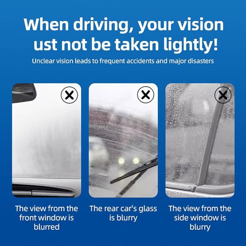 Car Windshield Water Repellent & Anti-Fog Treatment, Quick & Easy Defogging Interior/Exterior Glass Cleaning Bundle, Long-Lasting Hydrophobic Coating for Clear Vision in Rain & Fog, 2 Pack in Kuwait