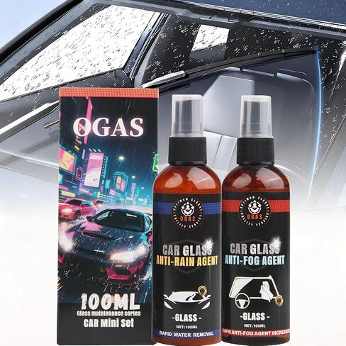 Car Windshield Water Repellent & Anti-Fog Treatment, Quick & Easy Defogging Interior/Exterior Glass Cleaning Bundle, Long-Lasting Hydrophobic Coating for Clear Vision in Rain & Fog, 2 Pack in Kuwait