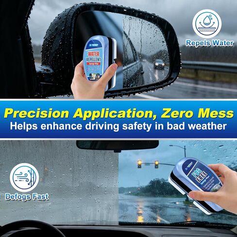 Water Repellent & Anti-Fog Glass Brush Kit with Towels | Hydrophobic Rain Repellent & Defogger for Car Glass Windshield Windows Mirrors & Swim Goggles | Long-Lasting Clarity for Safer Driving in Kuwait