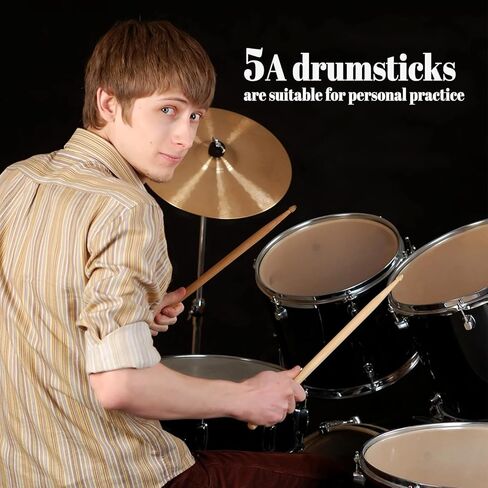 Drum Sticks Kids,5A Drumsticks for Drums,Oval Wood Tip Non-slip(1 Pair) in Kuwait
