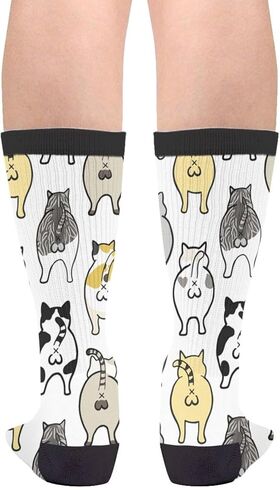 YISHOW Men's Women's Novelty Crew Socks, Funny Crazy Cat Socks Gifts in Kuwait