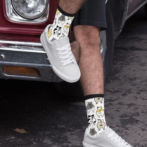 YISHOW Men's Women's Novelty Crew Socks, Funny Crazy Cat Socks Gifts in Kuwait