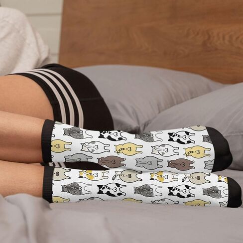 YISHOW Men's Women's Novelty Crew Socks, Funny Crazy Cat Socks Gifts in Kuwait