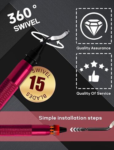 مجموعة أدوات إزالة الأزيز مع 15 شفرة دوارة HSS للطباعة ثلاثية الأبعاد، والراتنج، والمعادن، والأنابيب المثالية وإزالة الأزيز للطباعة ثلاثية الأبعاد، ومقبض أحمر (أحمر) in Kuwait