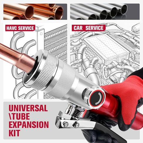 موسع الأنبوب الهيدروليكي، مجموعة أدوات التأرجح النحاسية HVAC لقطر 3/8 إلى 1-1/8 بوصة، 7 رؤوس توسيع الأنابيب، قاطع الأنابيب، أداة إزالة الأزيز لأنابيب النحاس والألومنيوم الناعمة in Kuwait