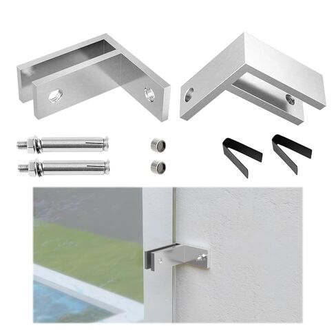 Muzata 2Pack Adjustable Glass to Glass Clamp 90-180-270 Degree Railing Clamp Fit for 3/8"-1/2"(10mm-12mm) Thinkness for Balustrade Fence Deck Brushed T304 Stainless Steel GA08 in Saudi Arabia