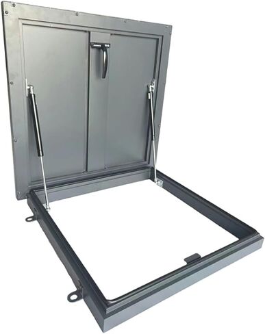 Roof Access Hatch, Roof Steel Security Door, Galvanized Powder Coated Attic Cover with Lockable Handle,Hydraulic Rods(Black, 27.55x27.55in/70x70cm) in Saudi Arabia