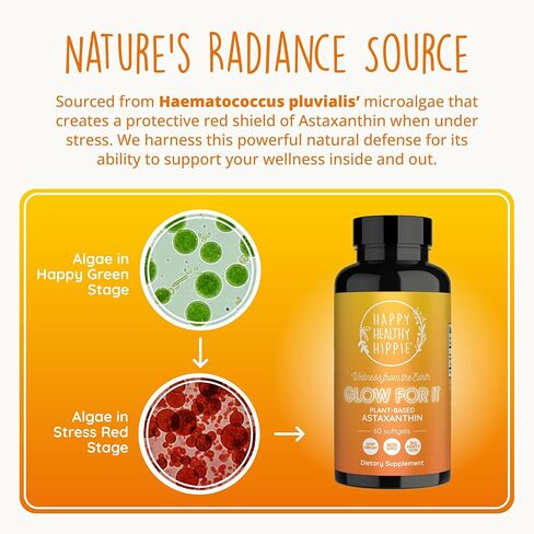 Astaxanthin Supplement 12mg | Plant-Based Antioxidant for Skin Hydration, Elasticity & Radiant Glow | From Algae Extract | Non-GMO, Vegan, Made in USA | 2 Month Supply, 60 Softgels in Kuwait