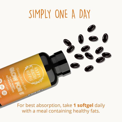 Astaxanthin Supplement 12mg | Plant-Based Antioxidant for Skin Hydration, Elasticity & Radiant Glow | From Algae Extract | Non-GMO, Vegan, Made in USA | 2 Month Supply, 60 Softgels in Kuwait