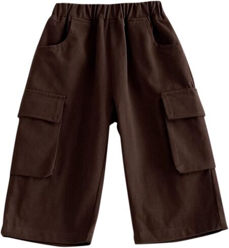 School Uniform Pants for Boys Cotton Elastic Waist Sweatpants Open Bottom Outdoor Playwear with Multi Pockets 2026 in Saudi Arabia