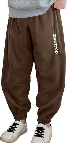 School Uniform Pants for Boys Elastic Wasit Cotton Tapered Sweatpants Loose Casual Outdoor Playwear Hiking Camping Gear in Saudi Arabia