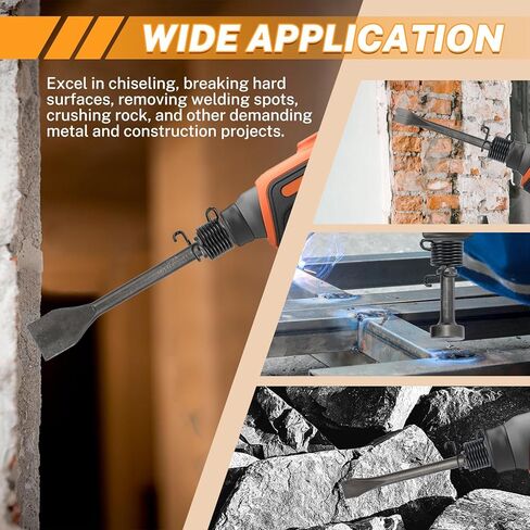 مجموعة أزاميل مطرقة هوائية مكونة من 10 قطع من MAOPINER، لقم إزميل مطرقة هواء من الفولاذ عالي الكربون شديدة التحمل مع ساق 0.401 بوصة (10 مم) للسيارات والأعمال المعدنية وإزالة المسامير، تتضمن زنبرك in Kuwait