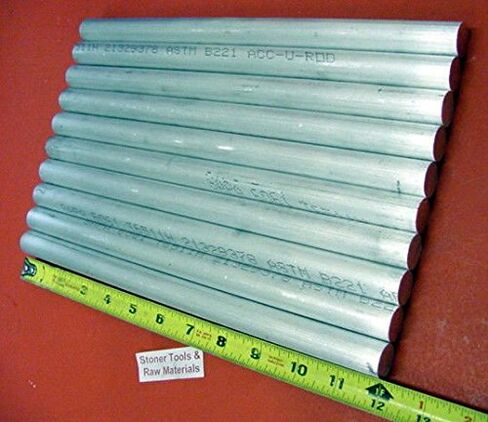 10 Pieces 5/8" Aluminum 6061 Round Rod 12" Long +.07"/-0 T6511 Extruded Solid Lathe Bar Stock in Saudi Arabia