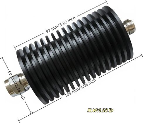 100W Coax Attenuator 6dB, DC to 3G 100 Watt 50 ohm rf Attenuator with N Male to Female Connector for Ham Radio,uhf Antenna (100W-N-3G-6dB) in Saudi Arabia