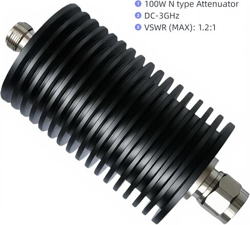 100W Coax Attenuator 6dB, DC to 3G 100 Watt 50 ohm rf Attenuator with N Male to Female Connector for Ham Radio,uhf Antenna (100W-N-3G-6dB) in Saudi Arabia