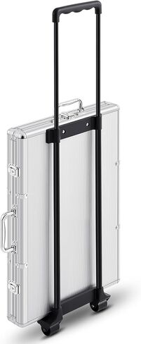 1000 Pcs Large Capacity Rolling Poker Chip Case Empty with Wheels and Telescoping Handle, 23.6" x 15" Aluminum Trolley Storage Case for Casino Tournament Travel (No Chips Included) in Saudi Arabia