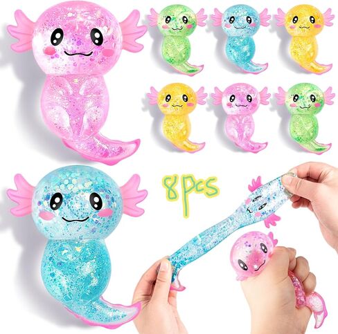 4pcs بريق الإجهاد تخفيف الإجهاد Axolotl لطيف السكر الشعير ملء تململ الحسية للأطفال البالغين الذين يهدئون حفلة عيد ميلاد هدية (4 ألوان) in Kuwait