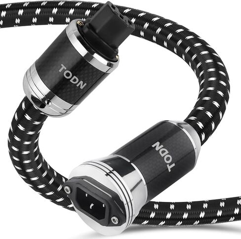 TODN Power EMI Filter Cable with Dual Shielded for Clean up Power, Noise Reduction - Silver-Plated OFC, Rhodium-Plated Plug IEC C14 to C15, Φ17.5mm, 1.15ft/0.35m in Kuwait