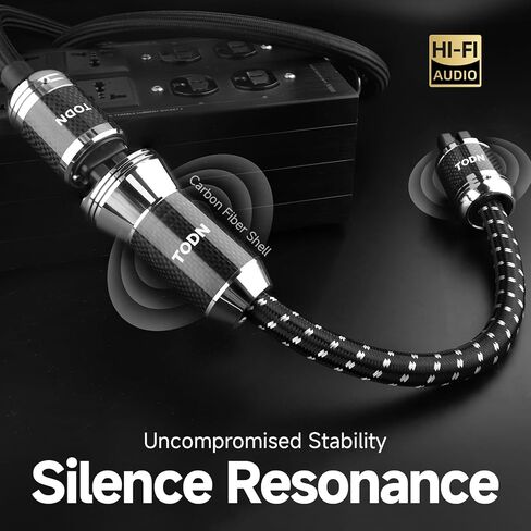 TODN Power EMI Filter Cable with Dual Shielded for Clean up Power, Noise Reduction - Silver-Plated OFC, Rhodium-Plated Plug IEC C14 to C15, Φ17.5mm, 1.15ft/0.35m in Kuwait